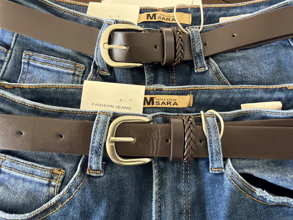 Pantalón cinturon trenza piel
