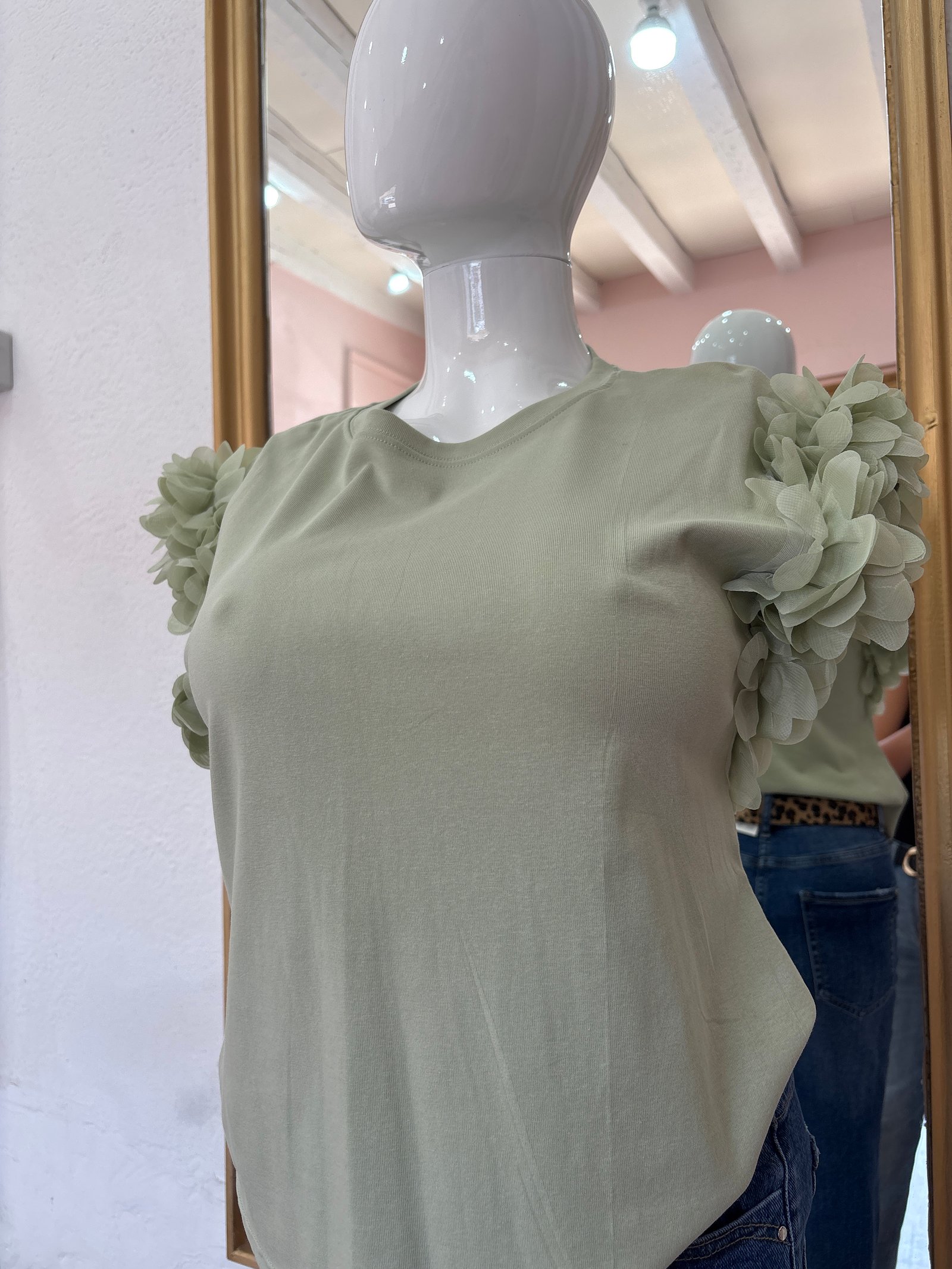 Blusa manga de flores verde