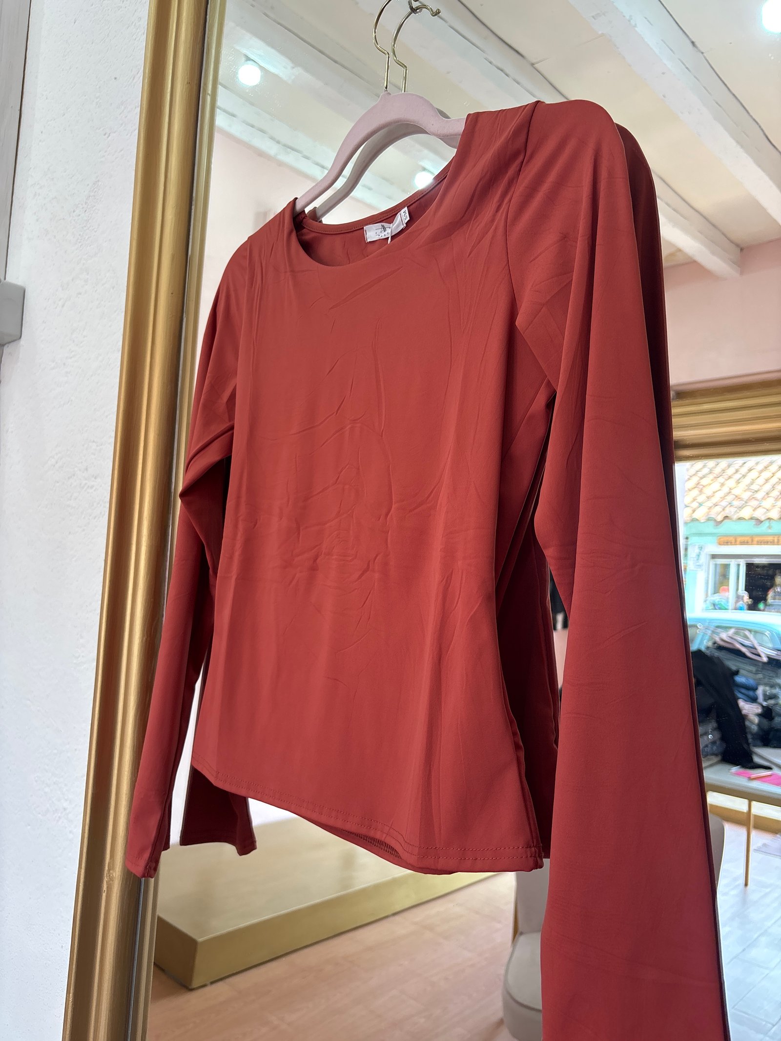 Blusa ladrillo manga larga