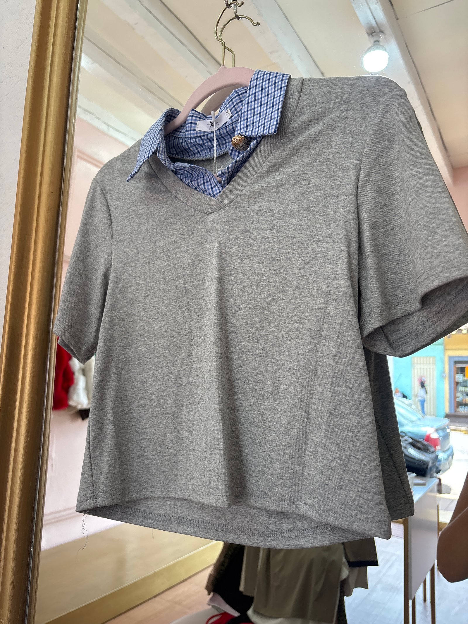 Blusa, tipo polo, camisa, azul
