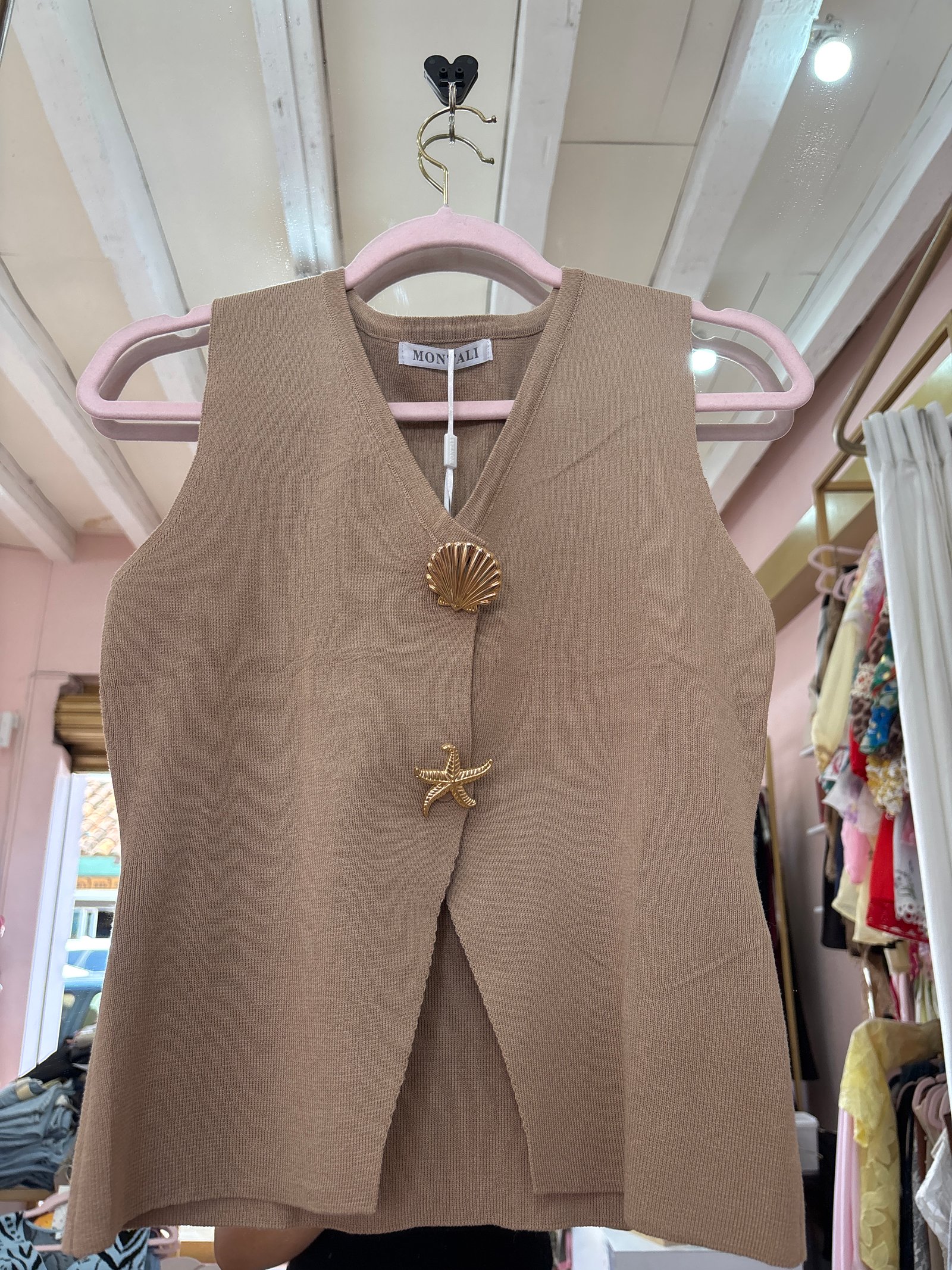 Chaleco punto beige