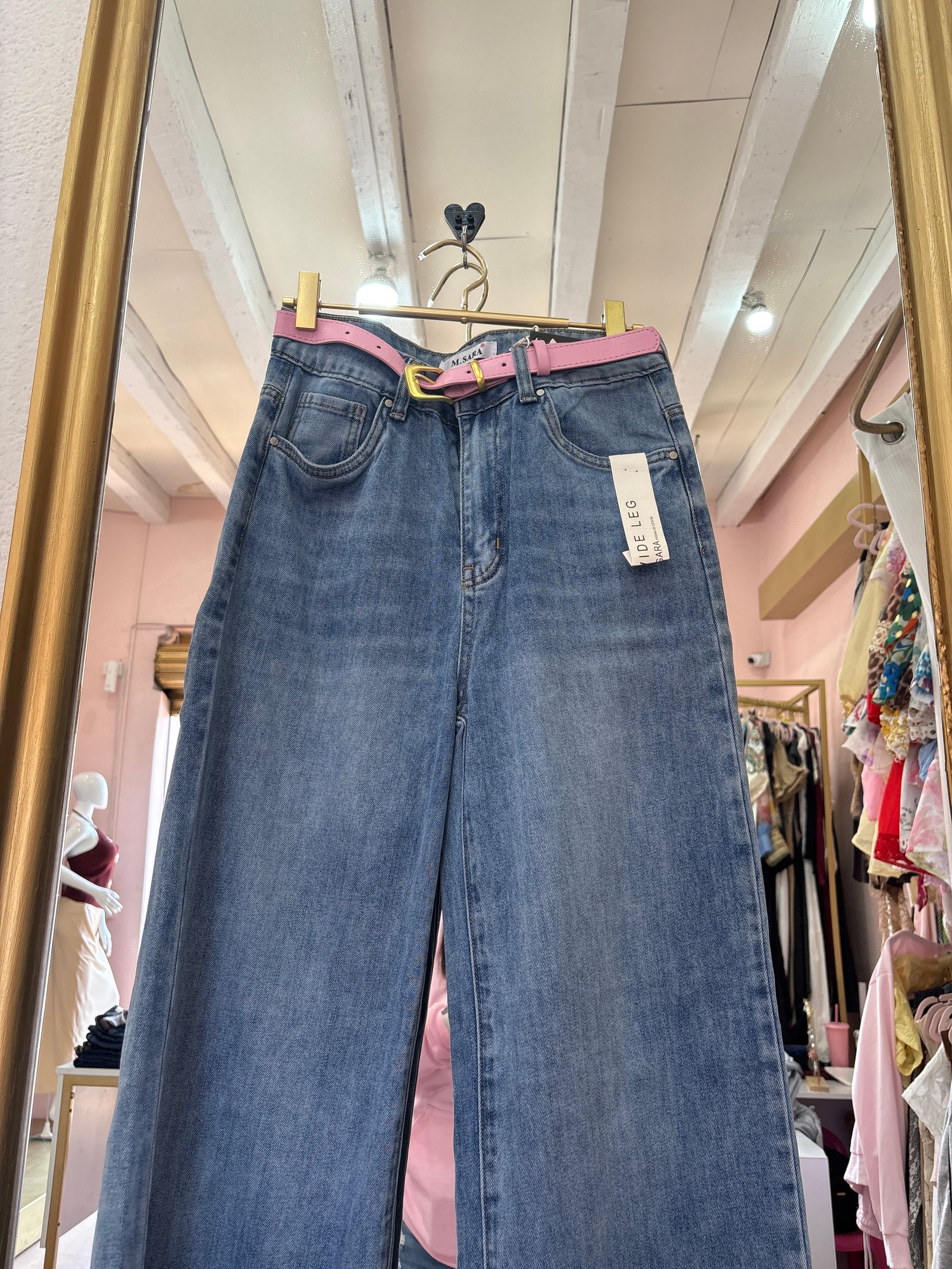 Pantalón Over cinturón rosa