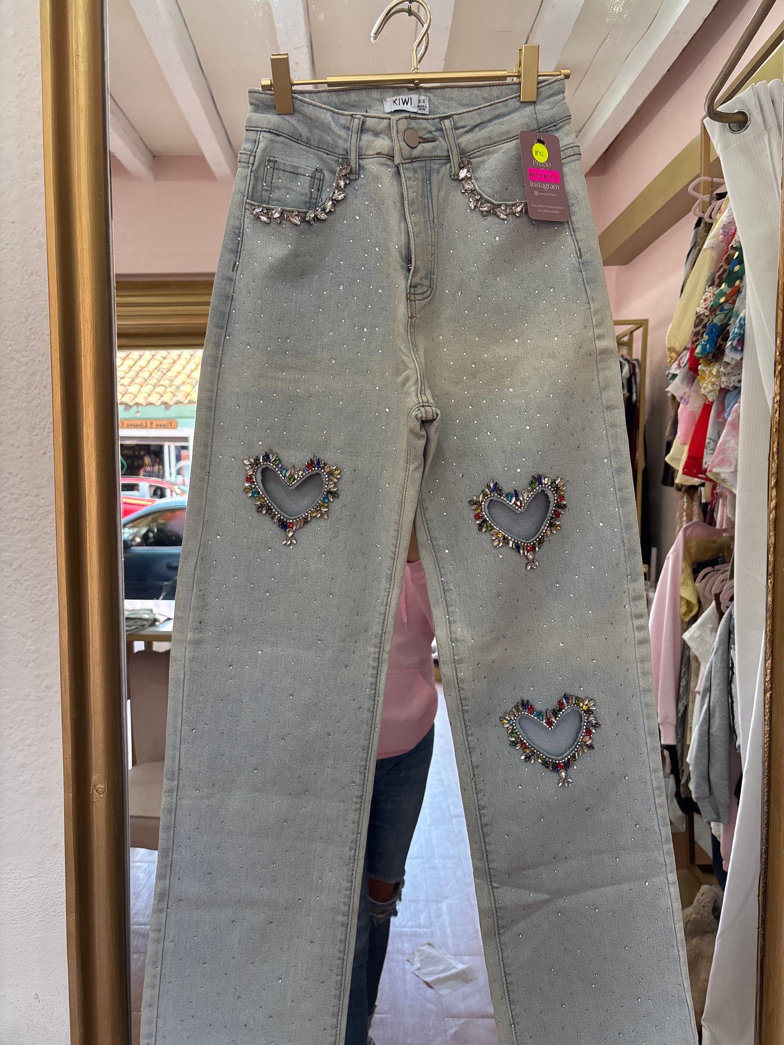 Pantalón corazón brillos
