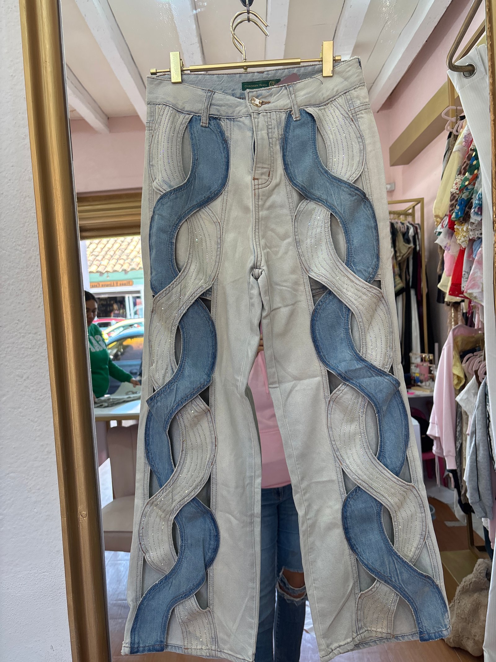 Pantalón rayas brillos