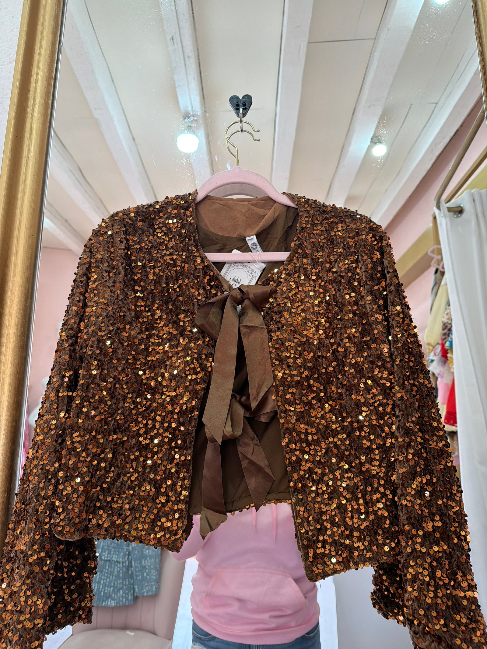 Blazer café lentejuela