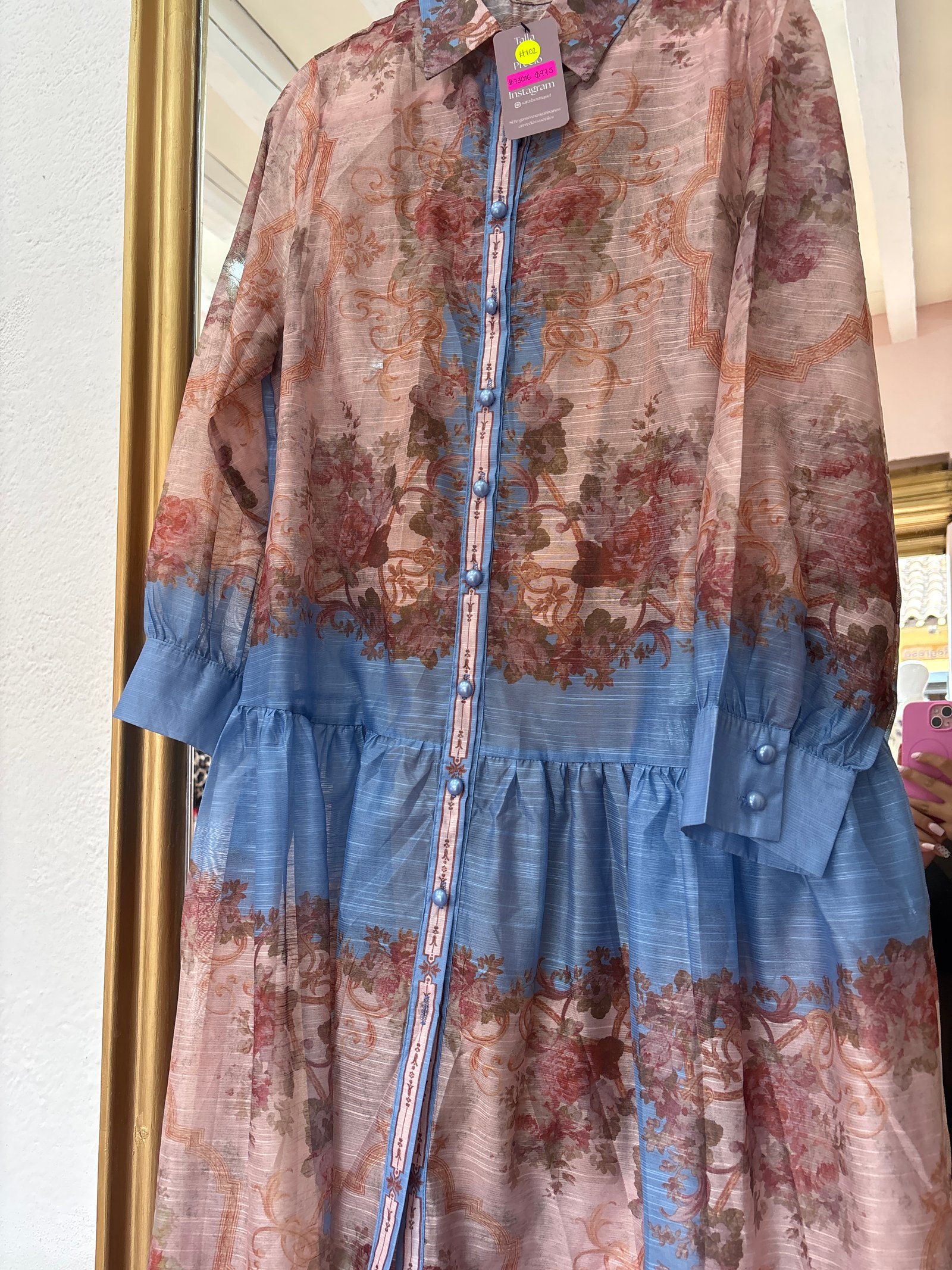 Maxi vestido rosa azul