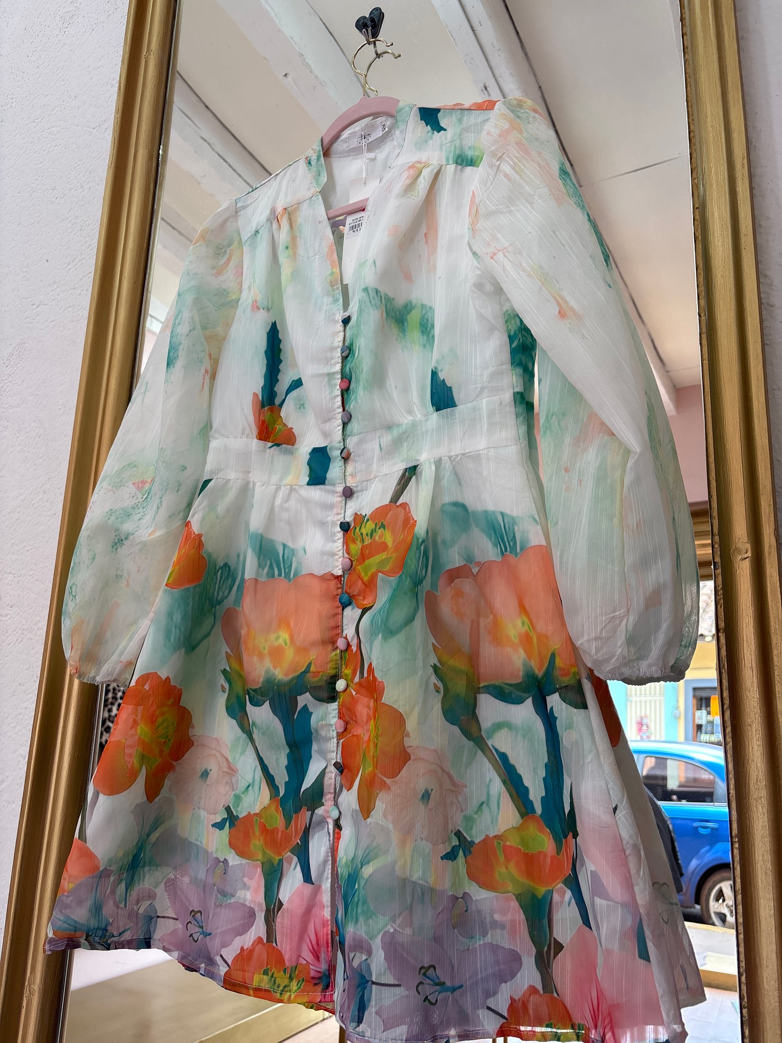 Vestido blanco verde