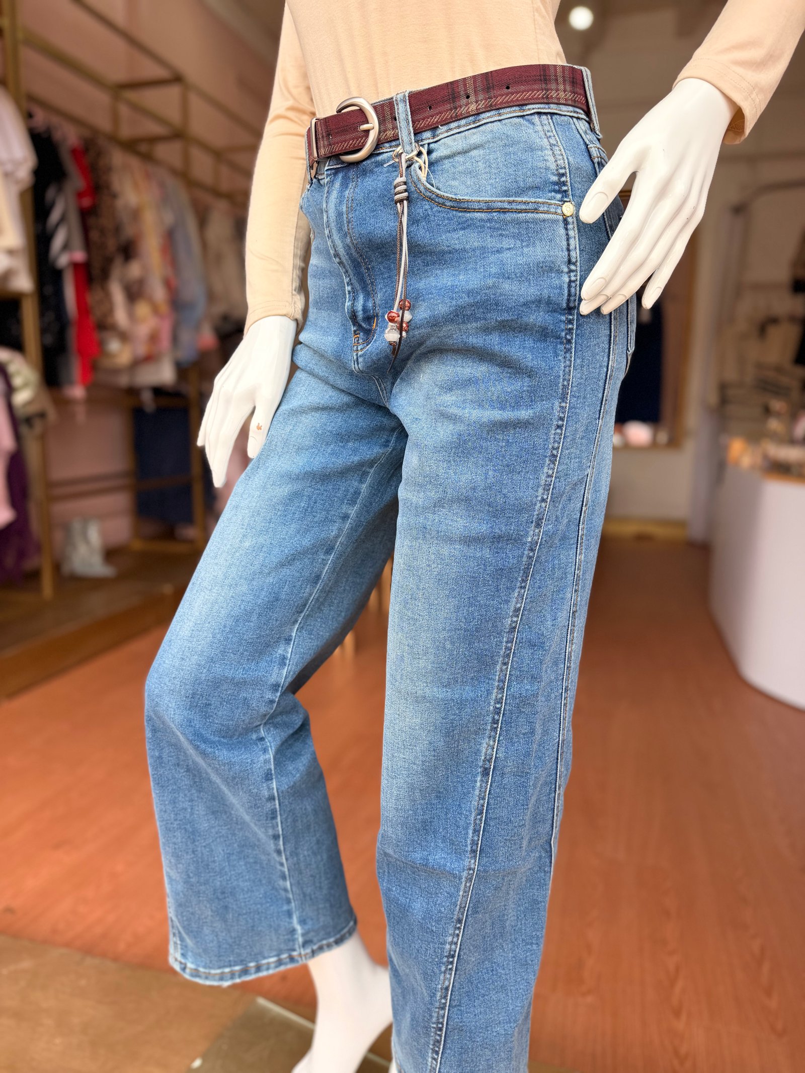 Pantalón cinturón cuadros